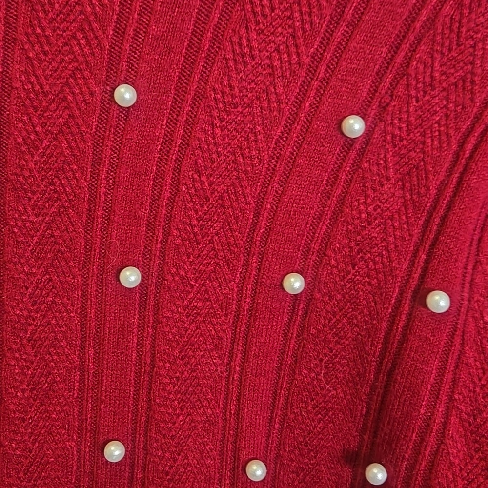 Elegant Burgundy Sweater with Pearl Accents - Picture 7 of 8